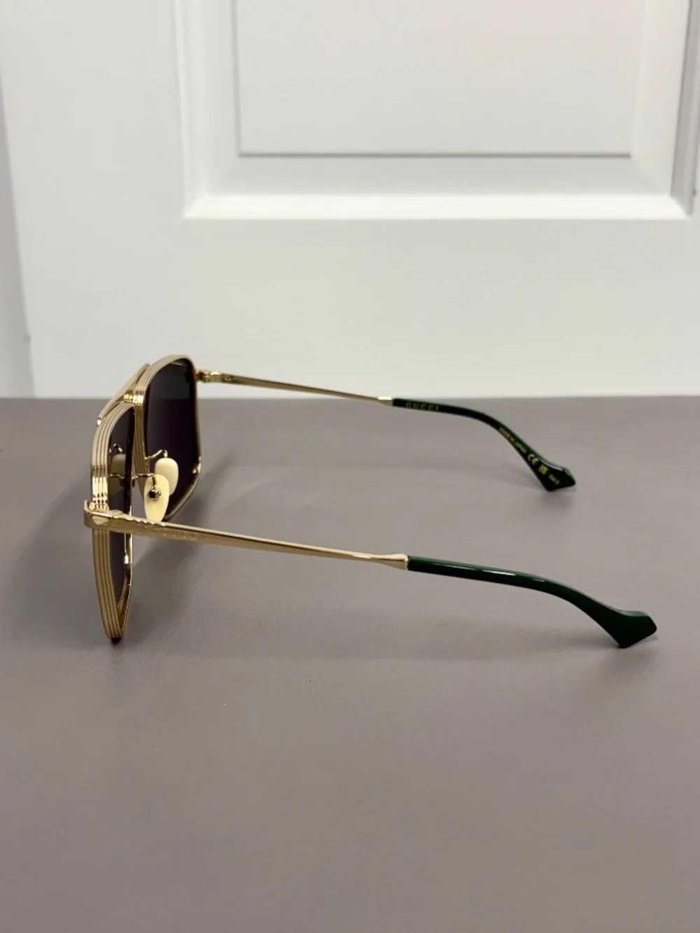 Gucci Square Aviator Sunglasses for Men Gold/Green